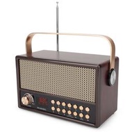 2022便攜手提復古木質音箱數顯多波段插卡收音機