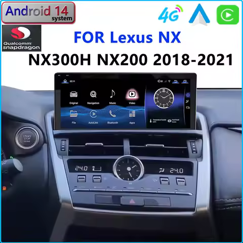 For Lexus NX200 NX300H Android 14 CarPlay Car Radio Stereo GPS Navigation 2018-2021 with BT Multimed