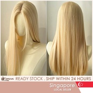 [SG SELLER] 60cm Light Blonde Hair Wig Long Straight  No Bangs Synthetic Wig Women Men Cosplay Party