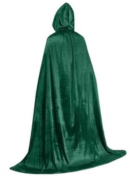 1 件男女通用深綠色派對演出連帽斗篷斗篷,天鵝絨布料,適合各種節日,萬聖節角色扮演服裝,女巫,魔鬼,吸血鬼,精靈裝扮