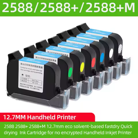 2588+ 2588 2588+M Fast-dry 12.7mm Universal 2588 Solvent Ink Cartridge for Inkjet Printer Date Text