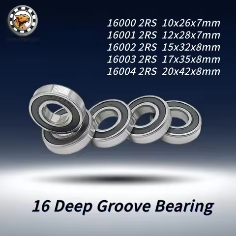 2P Deep Groove Ball Bearing ABEC-7 Rubber Sealed 16000RS 10x26x7 16001RS 12x28x7 16002RS 15x32x8 160