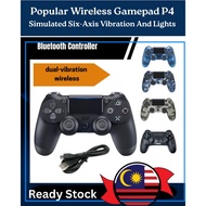 Ready Stock wireless handle p4 handle simulate six-axis vibration with light P4 PS4 game handle comp