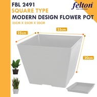Felton Square Plastic Flower Pot Pasu Bunga Plastik Kecil Diameter 25cm Felton Flower Pot FBL2491