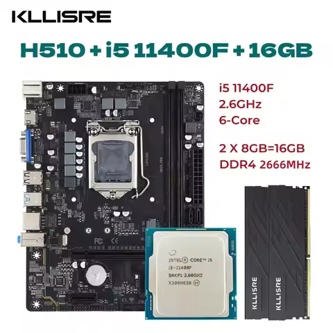 Kllisre H510 Kit Core i5 11400F 2*8GB = 16GB Memory DDR4 2666 Desktop RAM LGA 1200 Motherboard Set
