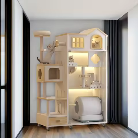 Wooden Cat Cage House Pet Houses Cat Cage Villa Large Indoor Large Cat Villa
