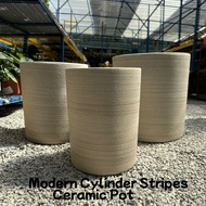 90s Greenovation XTRA Large Modern Cylinder Stripes Ceramic Pot 特大时尚圆柱陶瓷花盆