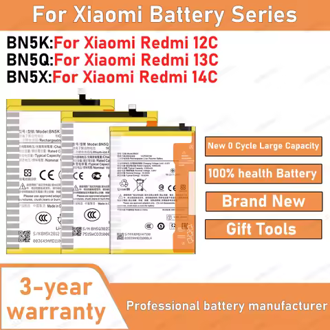 2026 Years New BN5K BN5Q BN5X Battery For Xiaomi Redmi 12C/Redmi 13C /Redmi 14C Batteries+Free Tools