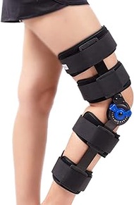 Hinged Knee Brace ROM Post OP Knee Post OP Immobilizer Brace Leg Braces Orthopedic Patella Knee Brace Knee Immobilizer Brace Support Orthosis, Adjustable for Left Leg and Right Leg(D003L)