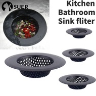 SUERHD Drain Filter, Anti Clog Stainless Steel Sink Strainer, Durable Hair Clean Up Black Floor Drain Mesh Trap Kitchen Bathroom Accessories