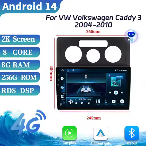 Android OS DSP Auto BT GPS WiFi For VW Volkswagen Caddy 3 2004-2010 Car Radio Multimedia CarPlay Nav