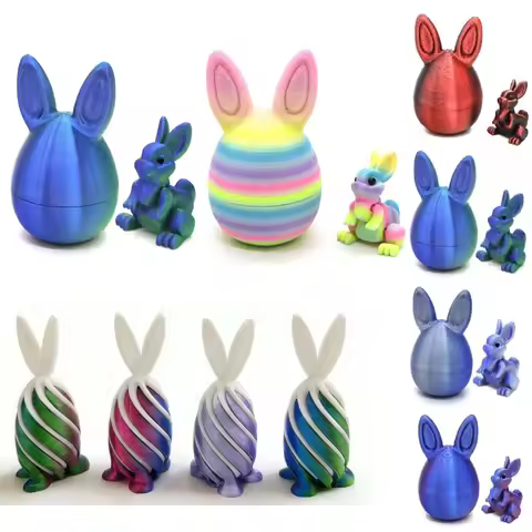 3D Printed Rabbit Eggs Ornament Easter Bunny Ornament Cute 3d Printing Easter Eggs Desk Accessories 