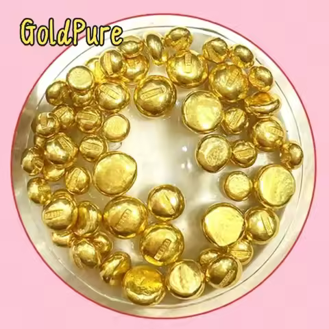 Goldpure 24k Pure Gold Beans Fine Gold Balls, 999 Real Gold Beads 1g for Women Man Fashion Wedding P