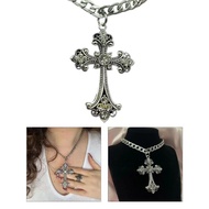 flgo Cross Pendant Necklace Grunge Jewelry Accessories Gothic Male Female Necklaces