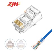 ZJW 100 Pcs CAT5/CAT6 FTP RJ45 Pass Through connector RJ45 Connector Cat5e Cat6 connector