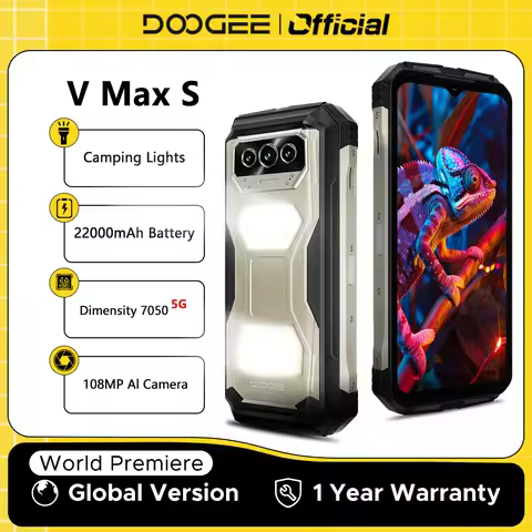 DOOGEE V Max S 5G Rugged Phone Dual Camping Lights 6.58" 120Hz 108MP AI Camera 24GB(8+16) 256GB 2200