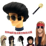 Elvis Presley Cosplay Rock Singer Afro Retro Curly Elvis Cosplay Rock Singer Blast Retro Curly Hair 