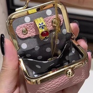 Mini Pink Clasp Kiss-Lock Coin Jewelry Ring Purse Pouch Holder