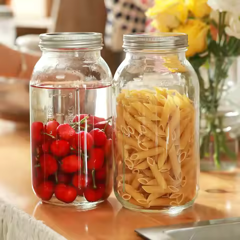 2000ml Glass Mason Jar Wide Mouth with Airtight Metal Lid Safe for Fermenting Kombucha Kefir - Pickl