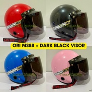 100% ORIGINAL MS88 HELMET + DARK BLACK VISOR 57CM TOPI MURAH MS88 Helmet Motorcycle Topi Keleder Mur