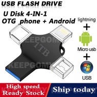 4 In 1 OTG USB Flash Drive 1TB Pendrive 512GB Type-C USB Stick 256 128GB Memory Stick For Phone Android PC 1TB 512G
