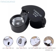 TIANCHUANG 40X Magnifying Glass, Diameter 25mm Illuminated Loupe Foldable Magnifier, Pocket Lens 40X