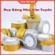 Gold/silver glitter ribbon rolls 1cm, 2cm, 4cm x 22m to make decorative bows to decorate gift boxes 