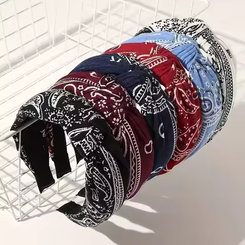 1pc Women's Vintage Bohemian Paisley Floral Hair Bands Elegant Fabric Decorative Headbands Casual Hu