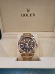 『已交流』勞力士 326935 巧克力面 ROLEX 天行者 SKY DWELLER 玫瑰金 年曆 沙羅系統