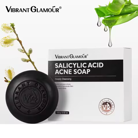 VIBRANT GLAMOUR 100G Handmade Salicylic Acid Soap Deep Cleansing Oil Control Face Soap Natural Organ