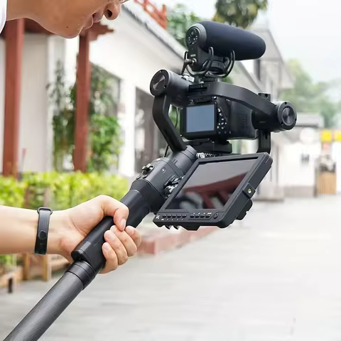 Professional carbon fiber extension monopod with 1/4-inch interface, compatible with DJI RS4/RS4 Pro