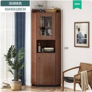 ONE - 客飯廳玻璃三角轉角櫃(深胡挑色)高180CM