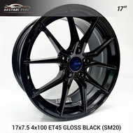 (SM20) NEW SPORT RIMS ORIGINAL ADVANTI 17 INCH 17X7.5 4X100 ET45 GLOSS BLACK READY STOCK