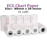 (READY STOCK) ECG Paper 80mm x 20M (5 Roll) for ECG Machine