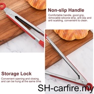 Stainless Steel Silicone Kitchen Cooking Tongs Grilling Barbeque Food Non Stick