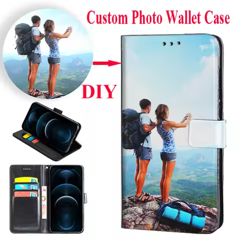 Customize Leather Flip Wallet Case for Samsung Galaxy S25 FE S26 Pro S24 Ultra S23 S22 Plus Note 20 