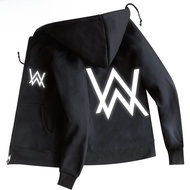 เสื้อฮู้ดสะท้อนแสง Alan Walker สำหรับนักเรียน ผ้าฝ้ายผสม ทรงหลวม ปกติ ฤดูใบไม้ผลิ 2024 เสื้อฮู้ดแฟชั