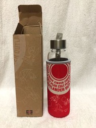 玻璃 隨手 瓶 水瓶 水壺 420ml  中鋼 附 瓶套 潛水布 材質  耐冷 耐熱 耐用 簡約 透明 萬用 便利 全新  蓋子 有 提帶 好拿取 玻璃瓶 瓶子 茶壺 飲料 {  好好貨 👌｝ #浪浪 #全新未拆