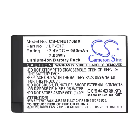 Li-ion Camera Battery for Canon, 7.4V 950mAh, Compatible Models: EOS Kiss X8i,EOS M3,EOS 750D,EOS 76