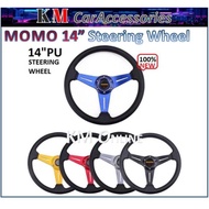 MOMO 14" Steering Wheel PU Sport Steering Racing Steering Universal Car Steering