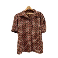 Vintage Shirt For Women Brick Brown Bust 45/Waist 45/Shoulder 17/Length 27 Second Hand Japanese Made