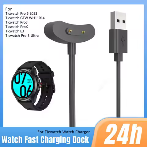 Fast Smart Watch Charger for Ticwatch Pro 5 Cord/ TicWatch E3/ Pro X/ Pro 3/ Pro3 LTE USB Charging C