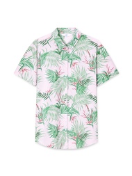 AIIZ (เอ ทู แซด) - เสื้อเชิ้ตแขนสั้นผู้หญิงผ้าคอตตอนป๊อปลิน ลายพิมพ์ฮาวายรีสอร์ท Womens Hawaii Printed Short Sleeve Shirts