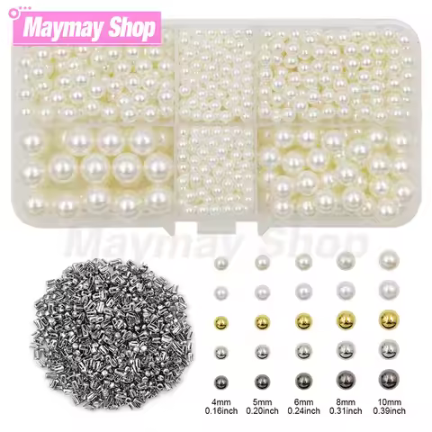 850pcs Pearl Beads Acrylic Imitation Pearl Beads 4-10mm Nonporous Pearl Beads For Hats Shoe Clothes 