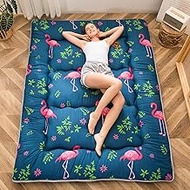 MAXYOYO Flamingo Japanese Floor Mattress Futon Mattress Queen Size, Boys Girls Foldable Bed Camping Mattress Floor Lounger Floor Bed Mattress for Adults