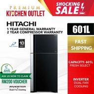 Hitachi 601L Refrigerator Big2 Glass Series 2 Door R-VG710P7M-1 GBK | Fridge | Peti Sejuk | Peti Ais