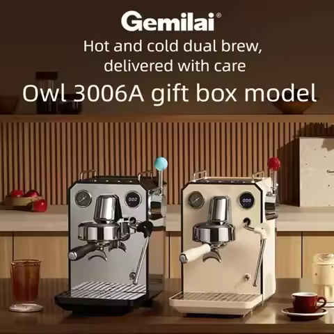 Gemilai G3006A Owl Hot and Cold Brew Semi-Automatic Coffee Machine, Small Freshly Ground for Home Us