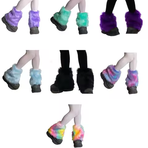 Faux Fur Cuffs Pile Pile Sock Women Winter Warm Thickened Leg Warmer R9CF