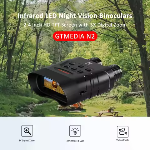 GTMEDIA N2 Night Vision Goggles Binoculars Infrared LED 5X Times Zoom 2.31 Inch HD Screen 32G Memory