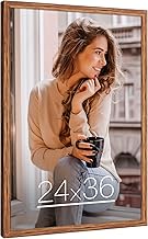 24x36 Poster Frame Brown Wood, Rustic Natural 36x24in Woodgrain Picture Frame, Modern Brown 24 x 36i